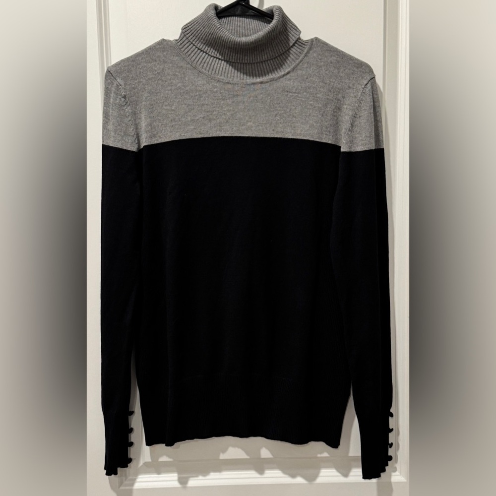 Cable & Gauge Black Gray Colorblock Turtleneck Sweater Size M - Picture 3 of 8